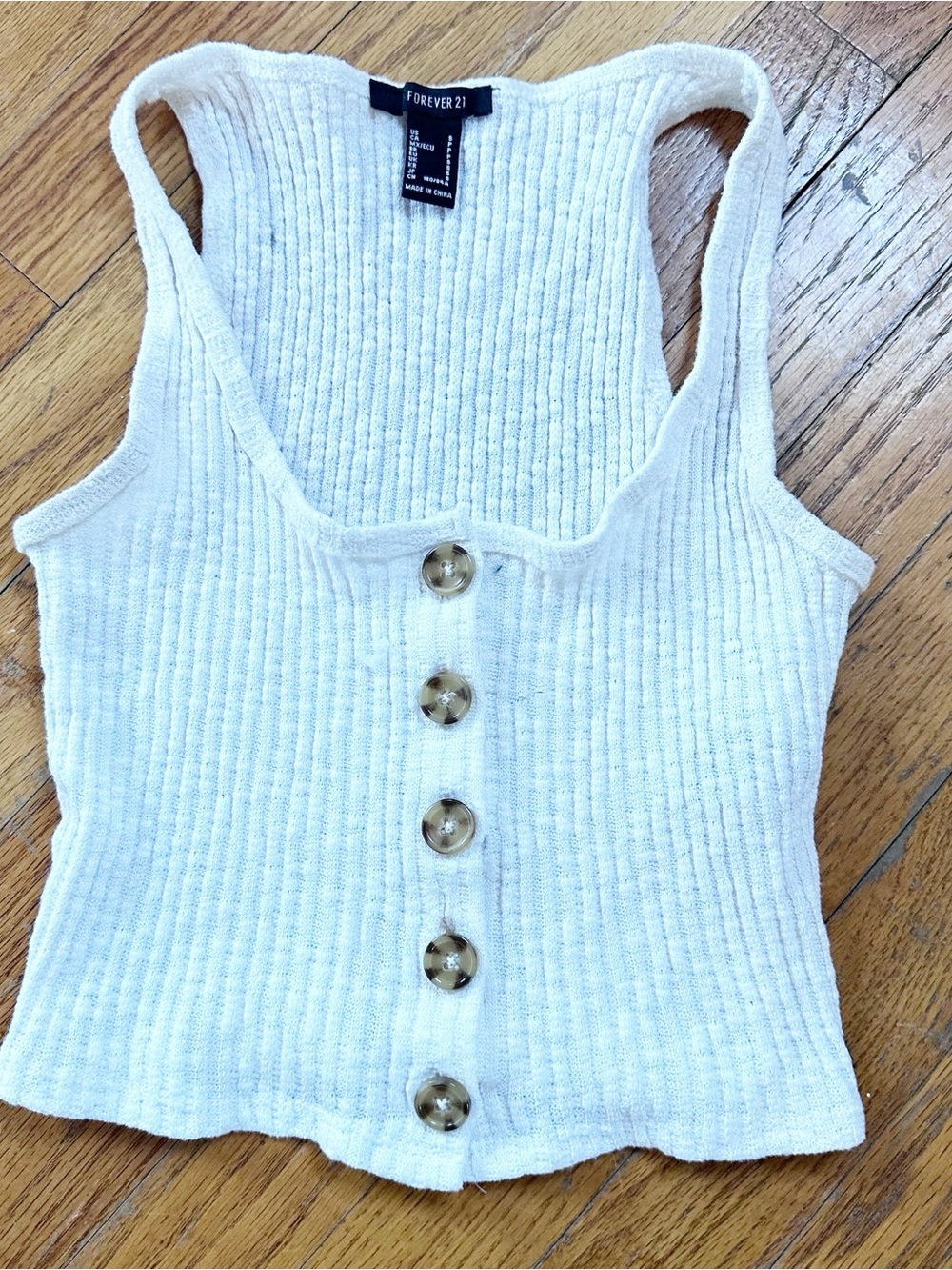 Two Woven Ribbed Button-Front Tanks - Picture 2 of 8